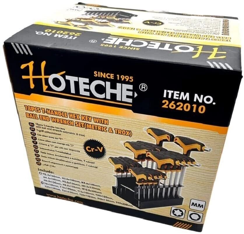 Kit serie 18 chiavi a brugola esagonali con testa sferica e torx cromo vanadio