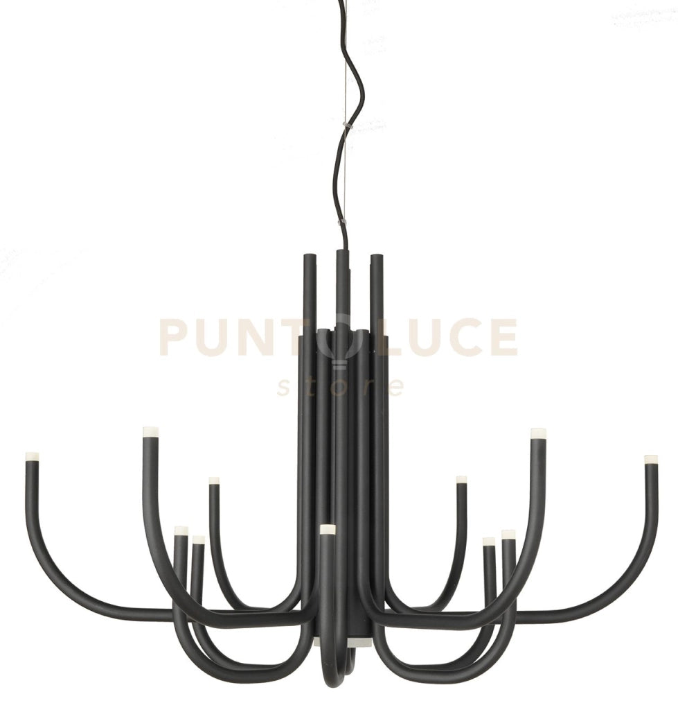 SOSPENSIONE ART NOUVEAU 12 BRACCETTI A LED 3000K 1860LM 35W DIMMERABILE D.78CM NERO