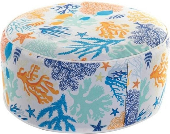 Sostegno per piedi Home Decor S3006956 Blu Oceano Poliestere Corallo Alluminio (53 x 53 x 23 cm)