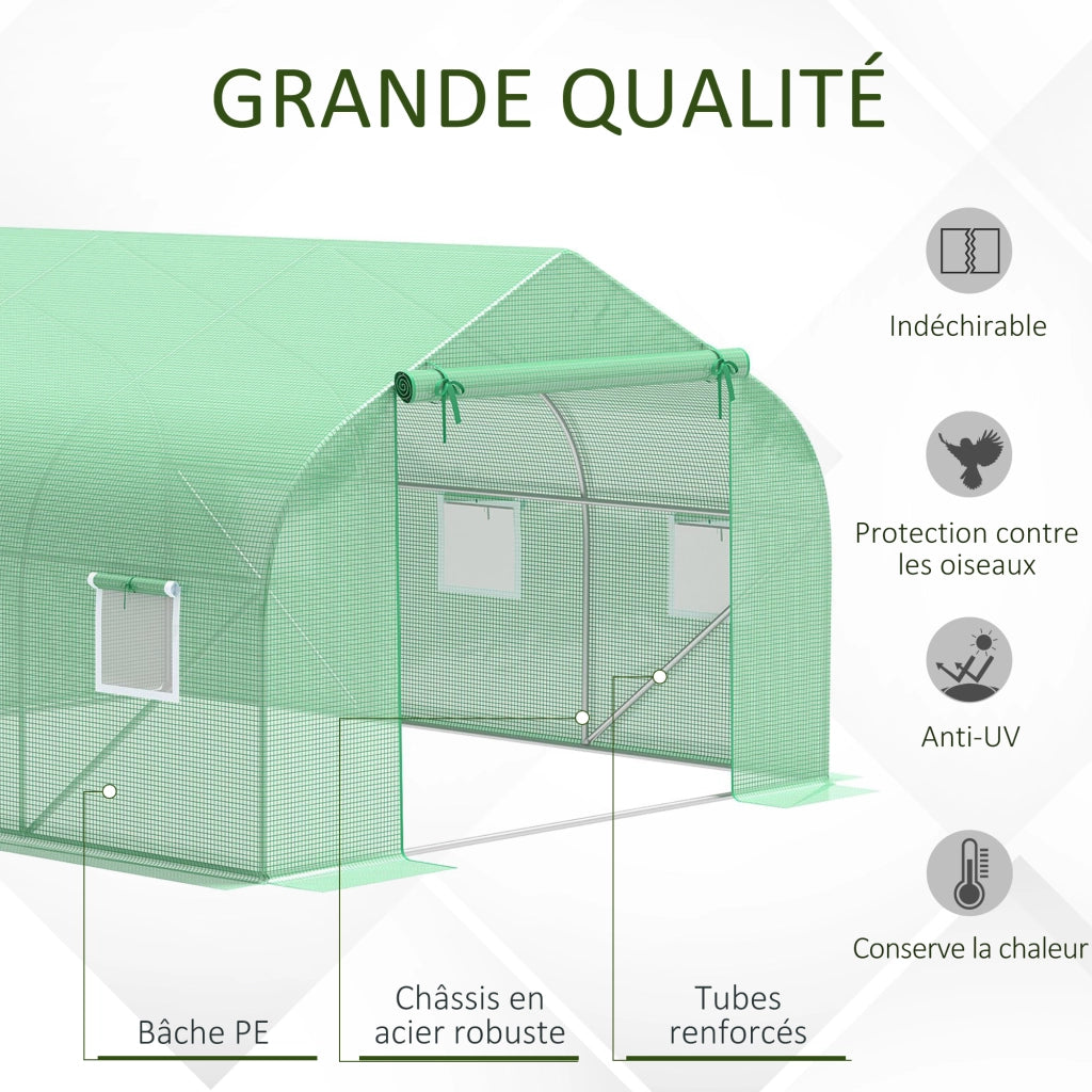 Serra Tunnel da Giardino ¨C zephmum ¨C 3.5x3x2 m Acero Galvanizzato Bache PE Verde