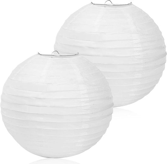 Lampenkap Premium - 2 pezzi Cappuccio Lampada a Sfera 30cm - Bianco - Lampioni di Carta per Giardino, Matrimoni e Decorazione di Festa