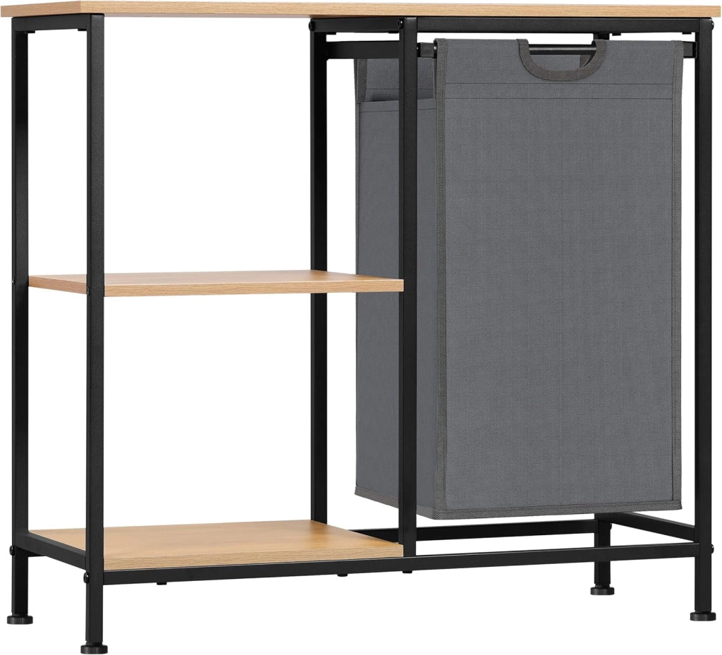 Mobile Bagno con Portabiancheria, Sacco per Bucato Rimovibile, Mobile Lavanderia a 4 Livelli, Cesto per Il Bucato in Tessuto Oxford da 31 L, 70x30x65 cm