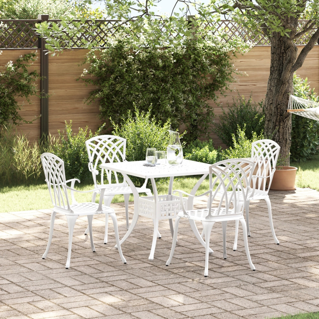 Set di Mobili da Giardino 5 Pezzi in Alluminio Bianco