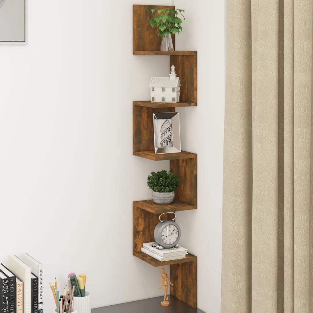 Mensola Muro Angolo Rovere Fumo 20x20x127,5cm Truciolato 815210