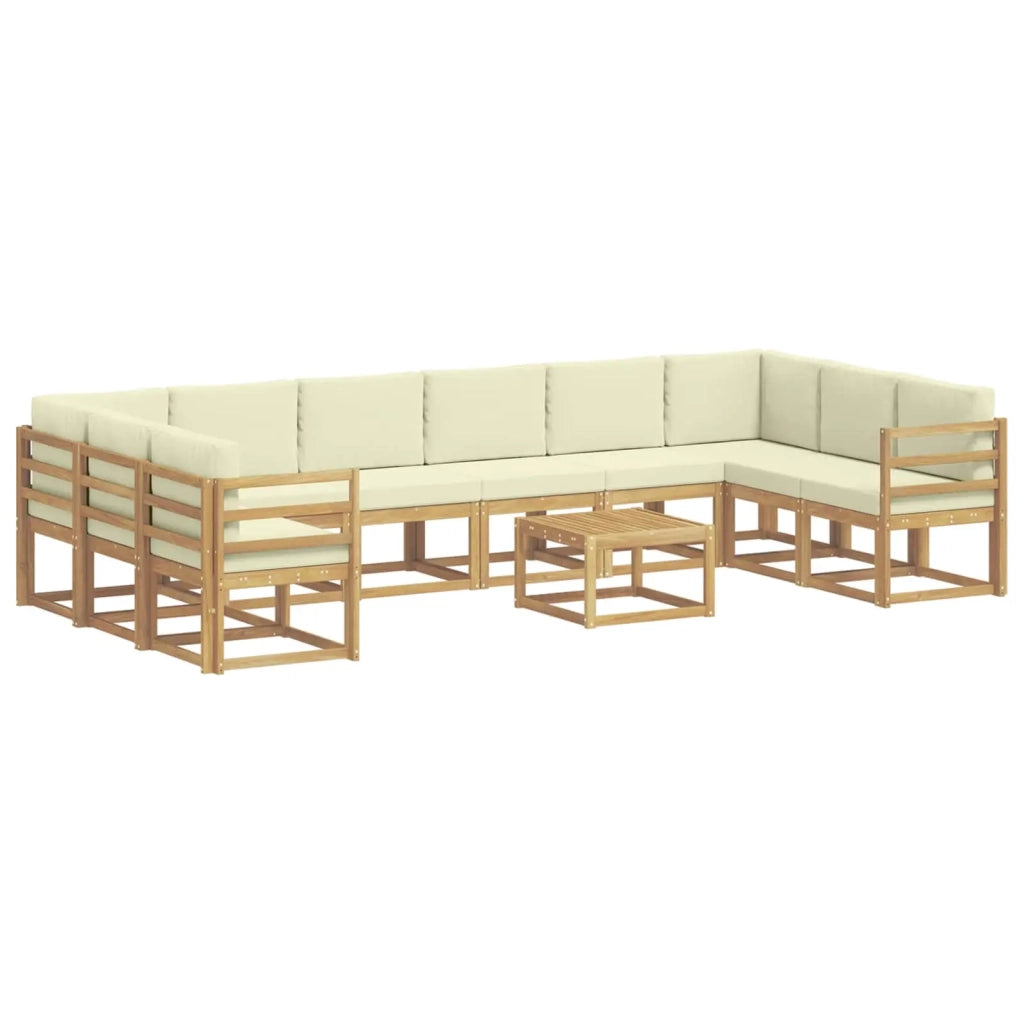 Set di divani da esterno 11 pz Bianco e Crema 3388309
