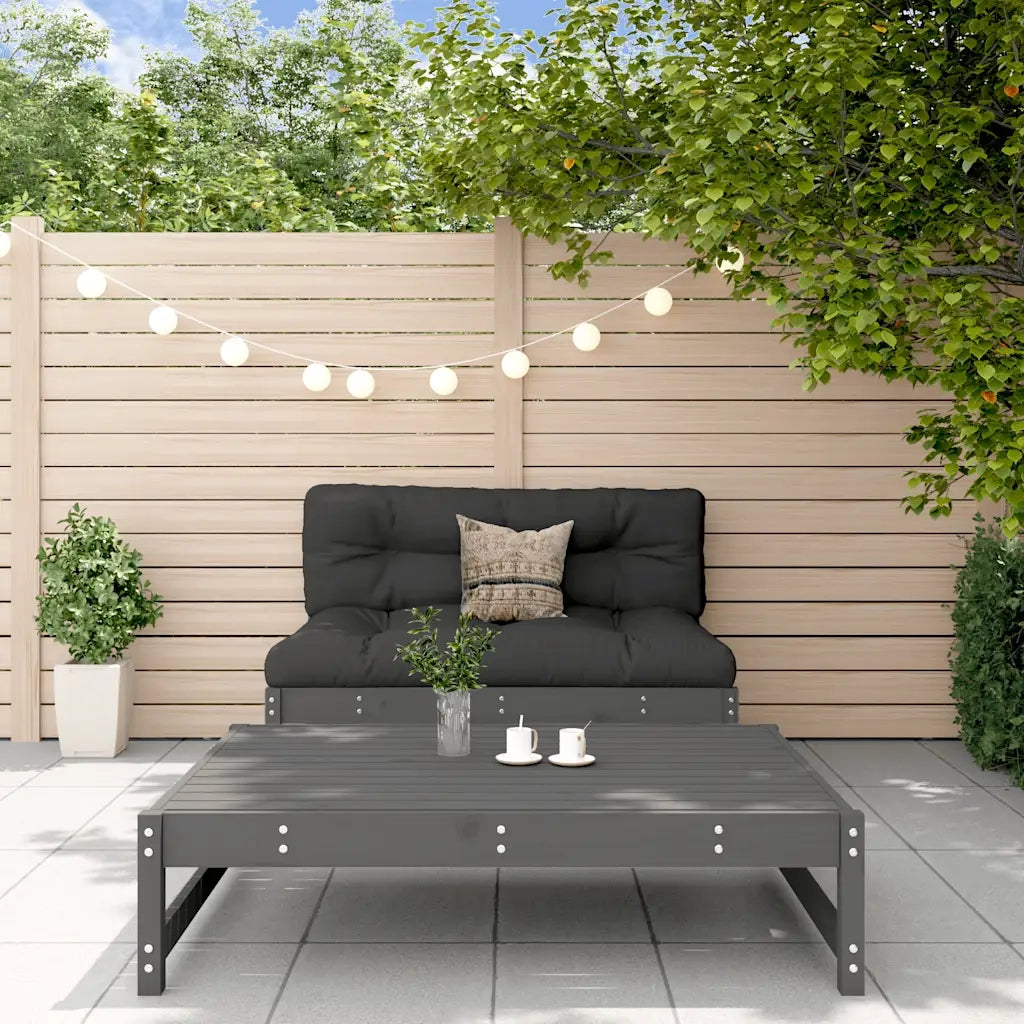 Set Divani da Giardino 2pz con Cuscini in Legno Massello Grigio 3186104