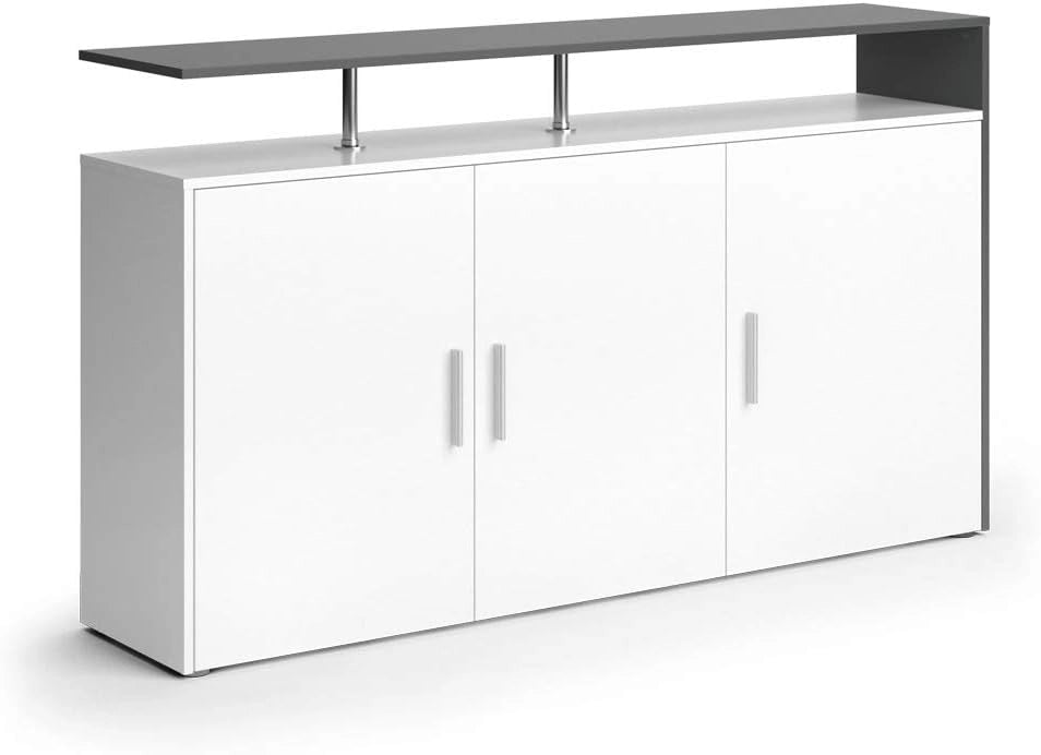 Credenza Amato, Bianco/antracite, 35 x 91.6 cm, per la conservazione di abbigliamento e oggetti per la casa