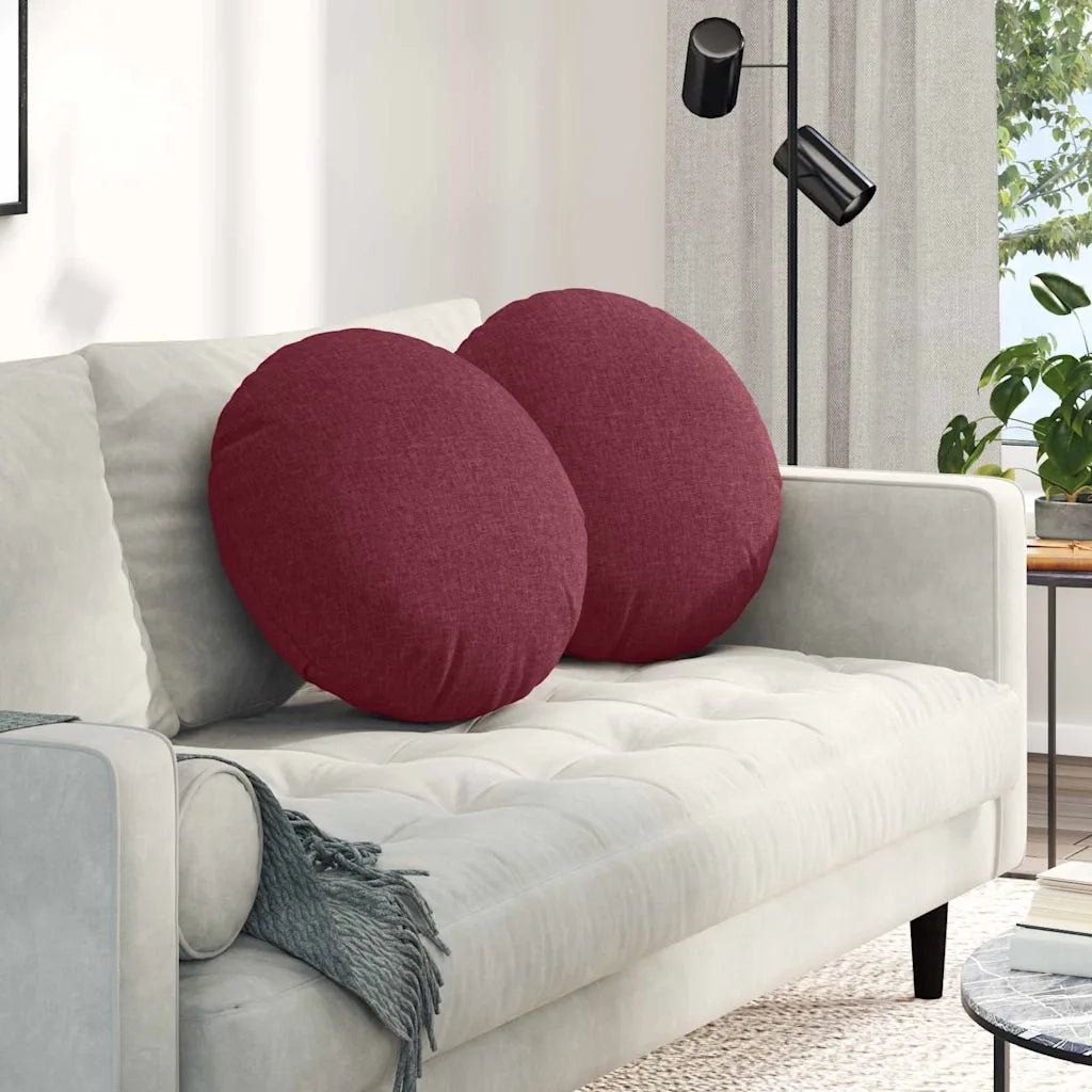 Cuscini per Seduta 2 pcs Rosso Vino Ø50 x 19 cm Tessuto