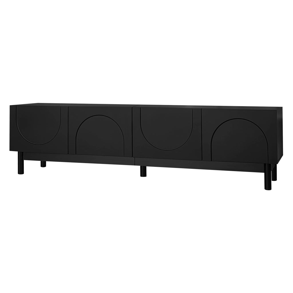 Mobile TV 169x34x45.5 cm; 4 ante senza maniglie; MDF e pannello truciolare; nero