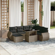 Set Divano da Giardino 8 pz con Cuscini Grigio in Polyrattan 3268700