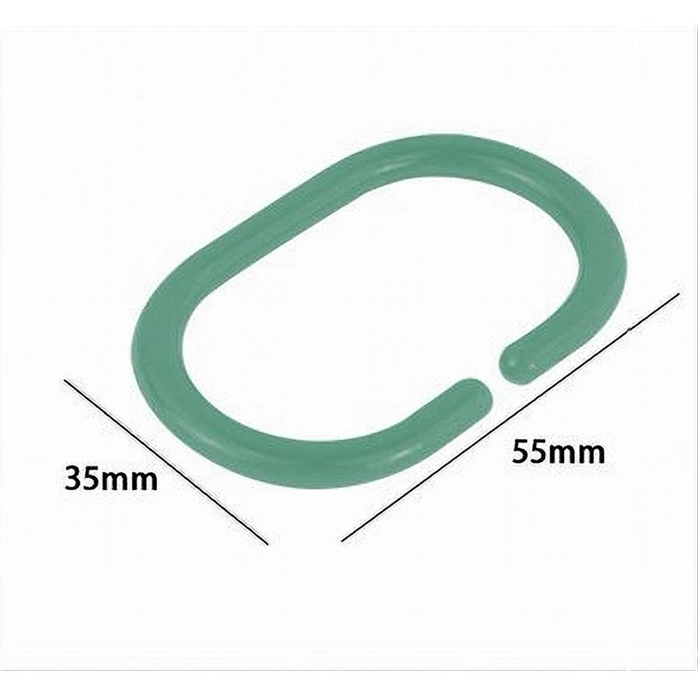 Trade Shop - Set 12 Pz Anelli Gancio Per Tenda Da Doccia Box Bagno In Plastica Pp Verde 87242 -