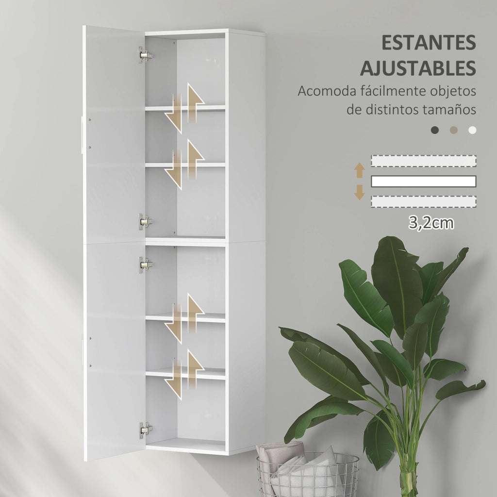 Colonna Bagno Sospesa con Ripiani Regolabili e 2 Ante ¨C Zephmum ¨C 40x30x160 cm Bianco