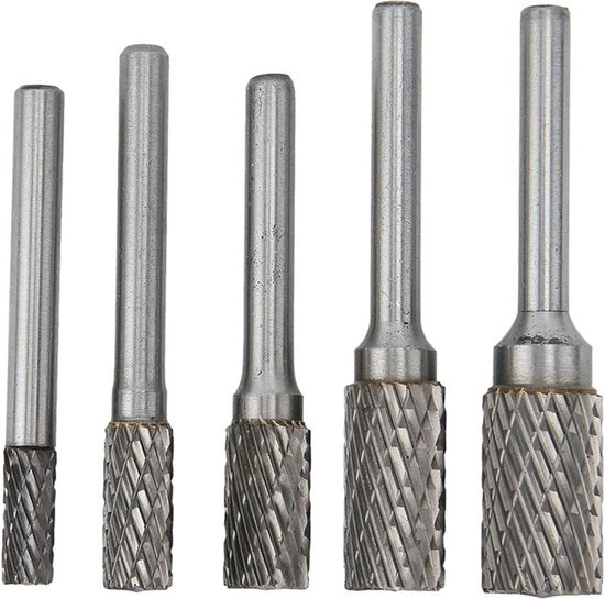 Set di Bramen Rotanti in Acciaio Temprato a Doppia Affilatura - 6 Mm di Diametro - Modello AX0616M06 - Lavorazione del Metallo, Scultura del Legno, Vlakslijpen Automatico.