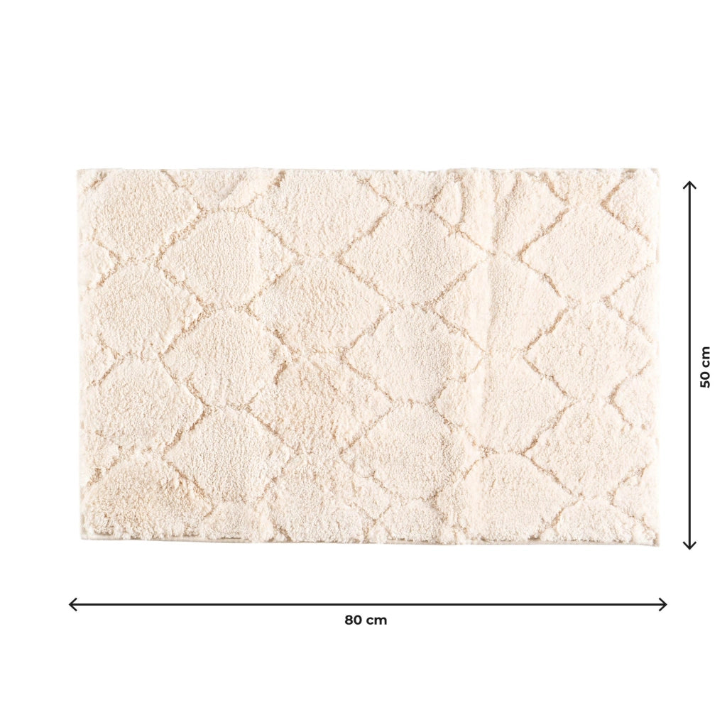 Tappeto Bagno Antiscivolo Effetto Rilievo Assorbente, Morbido, Lavabile in Lavatrice 50x80 / 60x120 cm 50x80 Cm - Panna