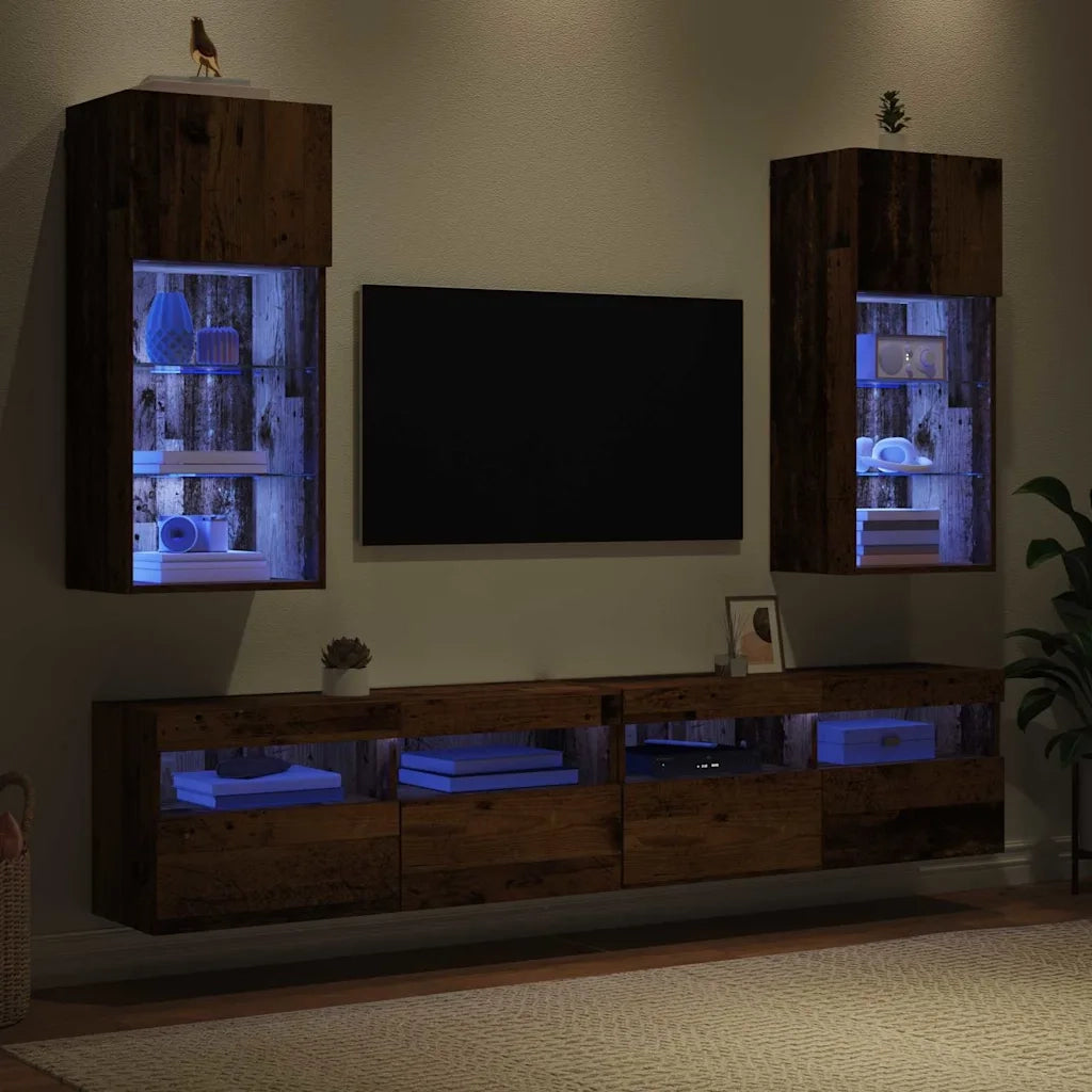 Mobiletti TV a parete 2 pz-Set di 2 Credenza per TV-Console TV Legno vecchio 40,5 x 30 x 90 cm