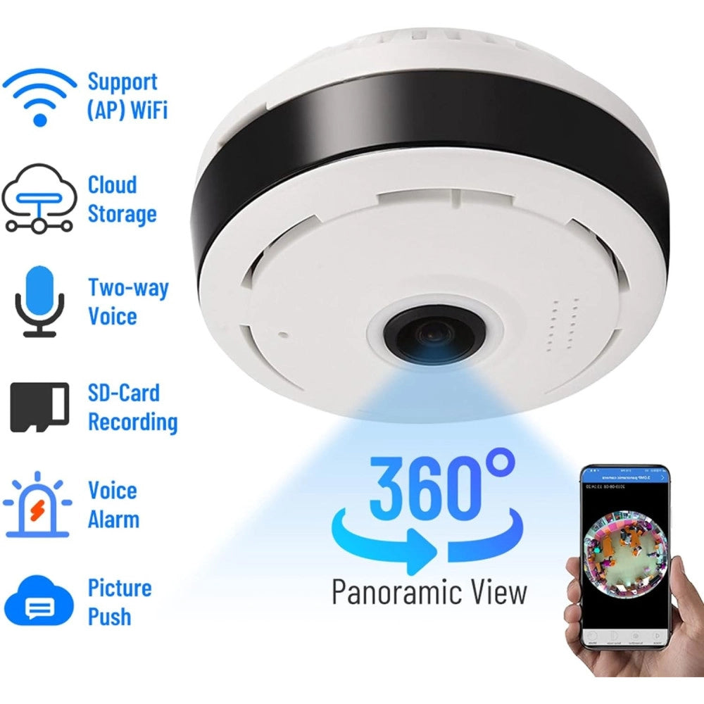 Trade Shop - Videocamera Telecamera Panoramica A 360 Wifi Ip Video Sorveglianza Eye S 3.0mp -