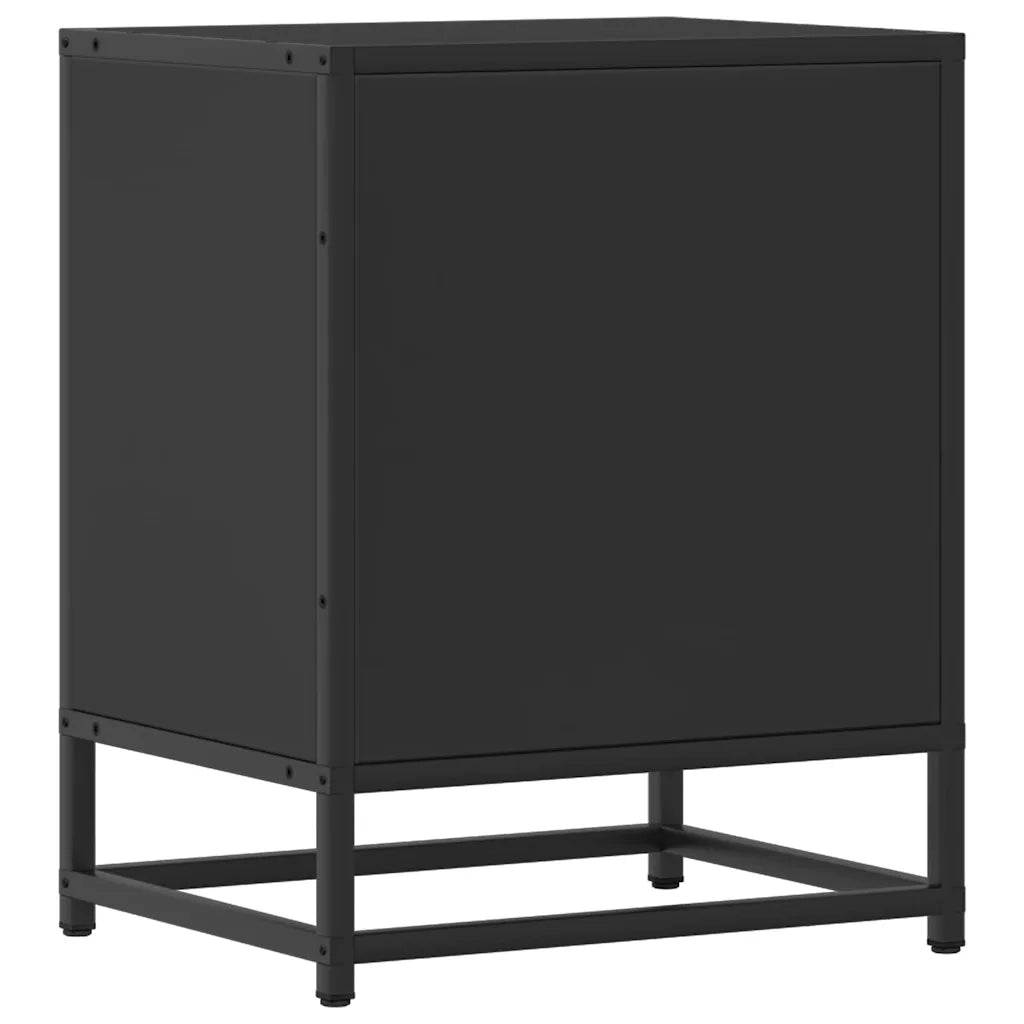 Comodino-Tavolino da notte Nero 40x31x50 cm Legno Multistrato e Metallo 391743