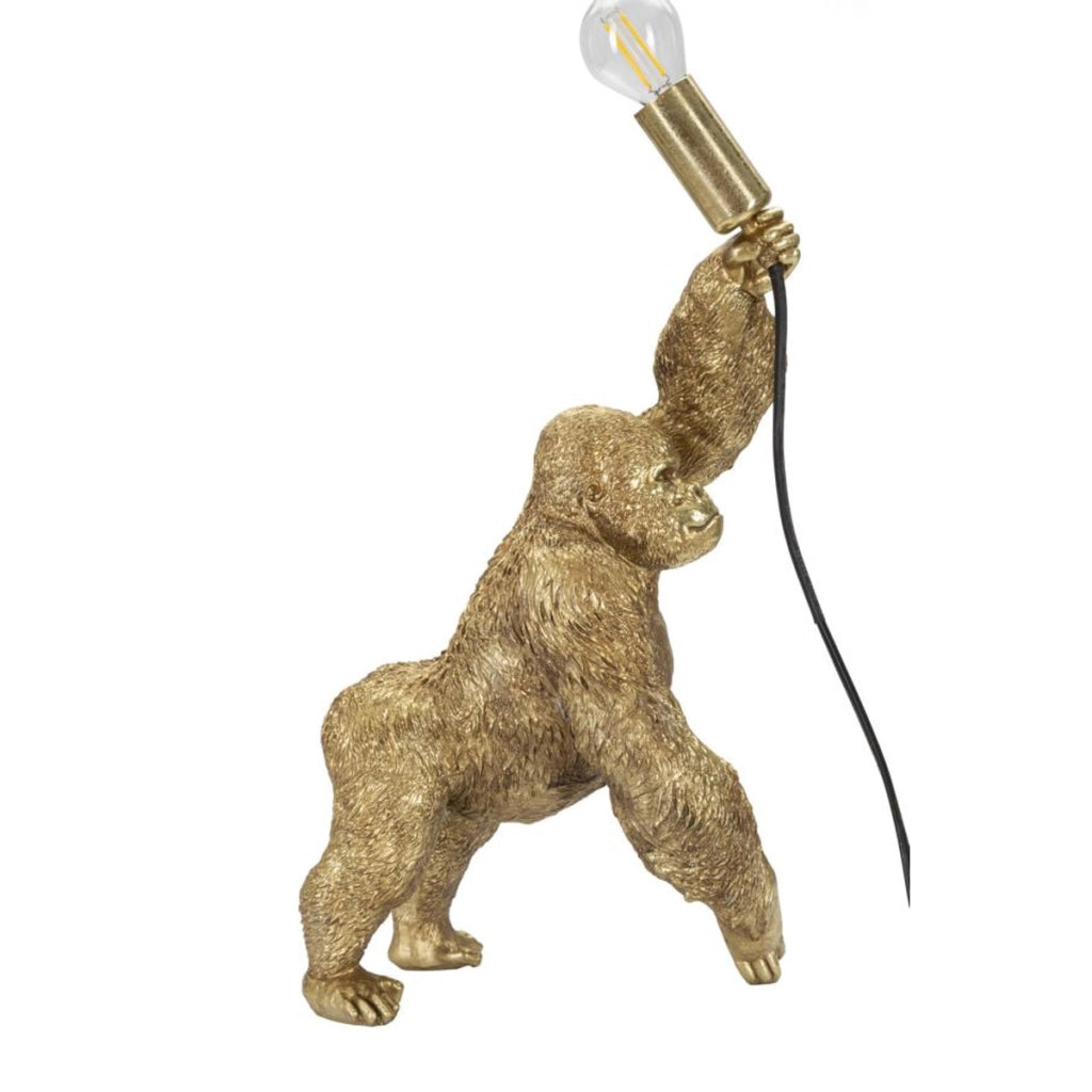 Lampada da Tavolo Gorilla 1, Oro, Poliresina, 22,5x16x40 cm