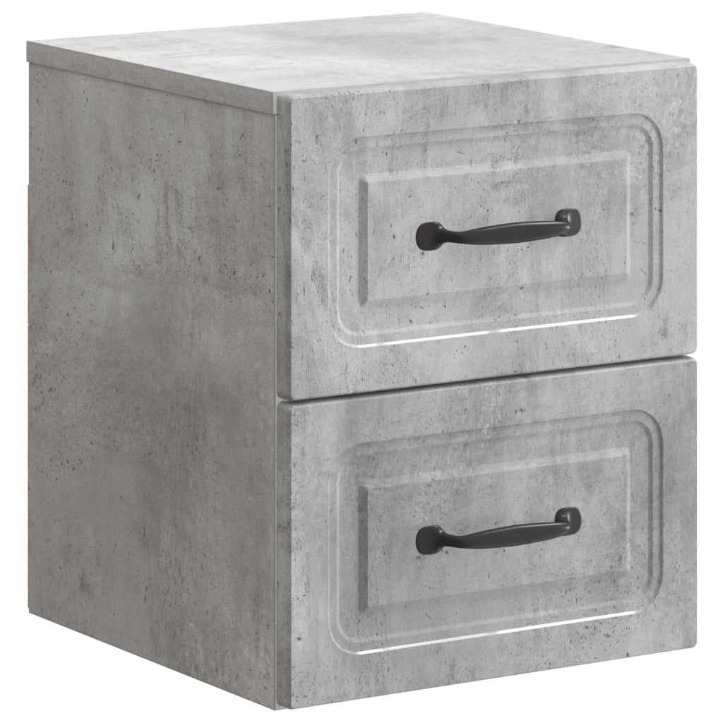 Comodino | Armadio da Notte | Mobiletto da notte a muro Grigio Cemento 34,5 x 33 x 40 cm