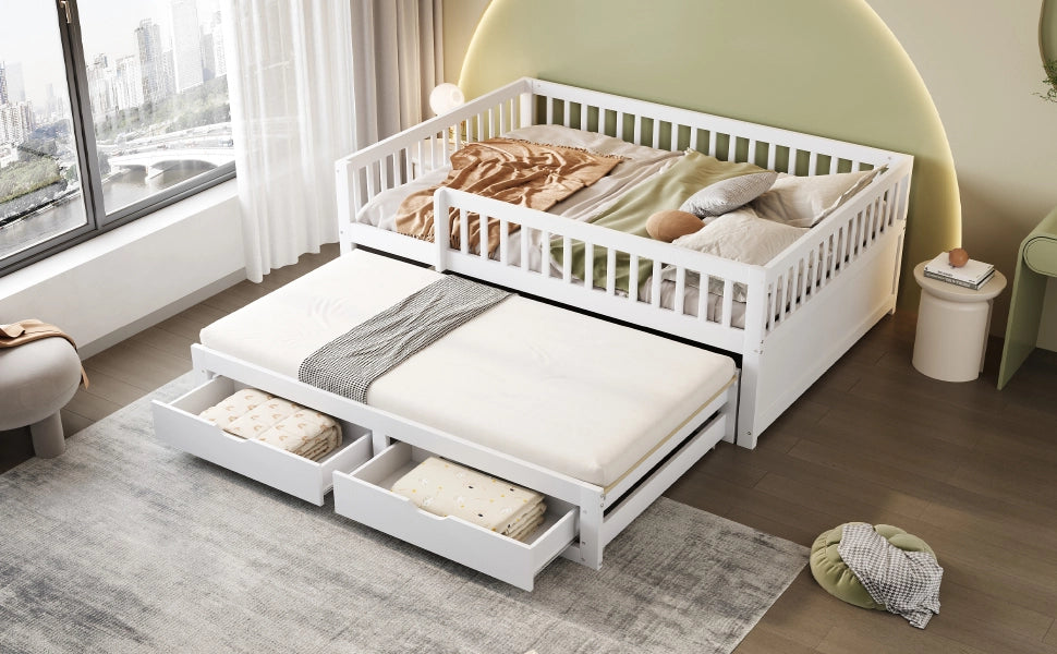 Divano letto con funzione letto estraibile in legno bianco 140x200 cm