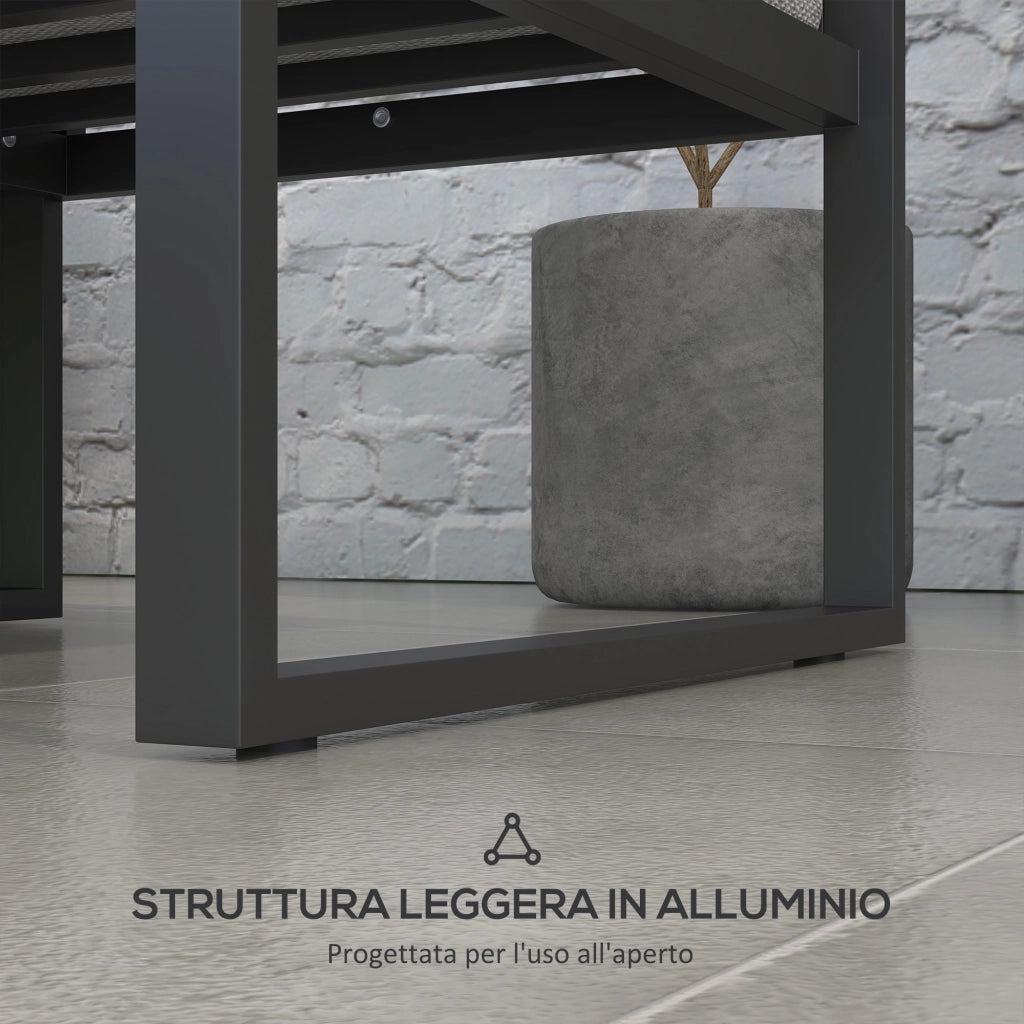 Set Salotto da Giardino con Divano e Tavolino ¨C Zephmum ¨C Alluminio, Cuscini Grigio