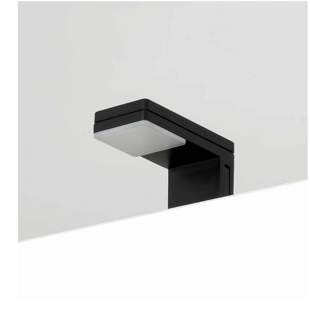 Trade Shop - Lampada Led Per Specchio Da Bagno 3 Watt Moderno Luce Naturale 4000k Nero Argento Ip44 90p -