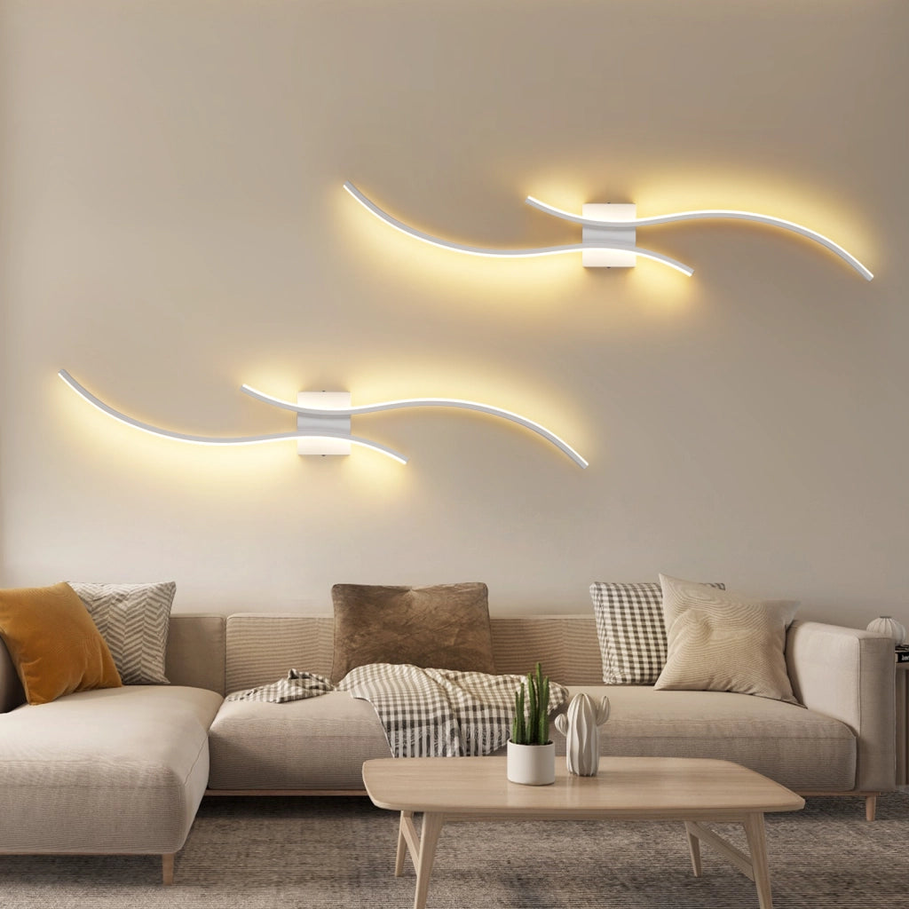 ZMH Applique LED Wave 14W 100cm bianco caldo 3000K design moderno bianco per corridoio