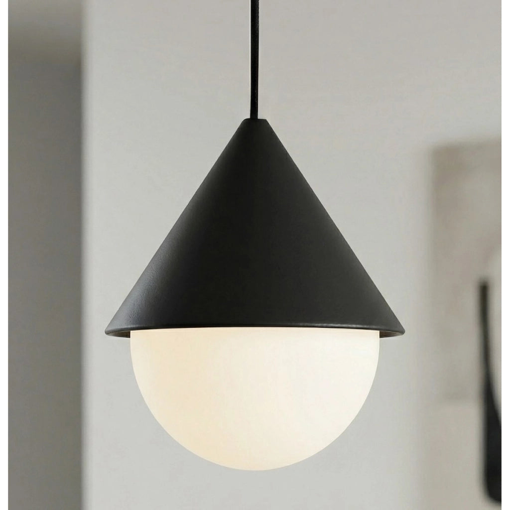 Lampada a sospensione Giro in acciaio nero e vetro