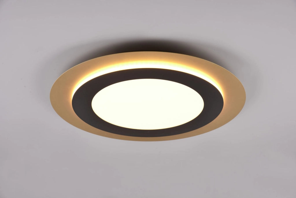 MORGAN PLAFONIERA A LED 42W 5600lm, 2700 - 6500KORO ROTONDA BORDO METALLO NERO ILLUMINATO CON TELECOMANDO MULTIFUNZIONE D. 45CM DIMMERABILE