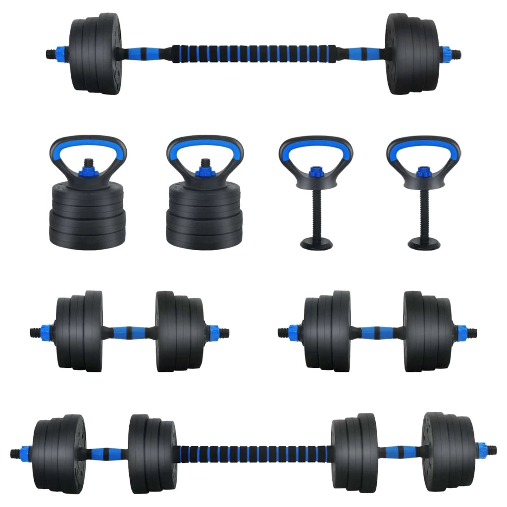 Set di manubri, bilanciere e kettlebell 4-in-1 20 kg Nero e Blu 42023468