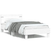 Letto singolo | Letto per adulti | Giroletto con Testiera Bianco 100x200 cm in Legno Multistrato