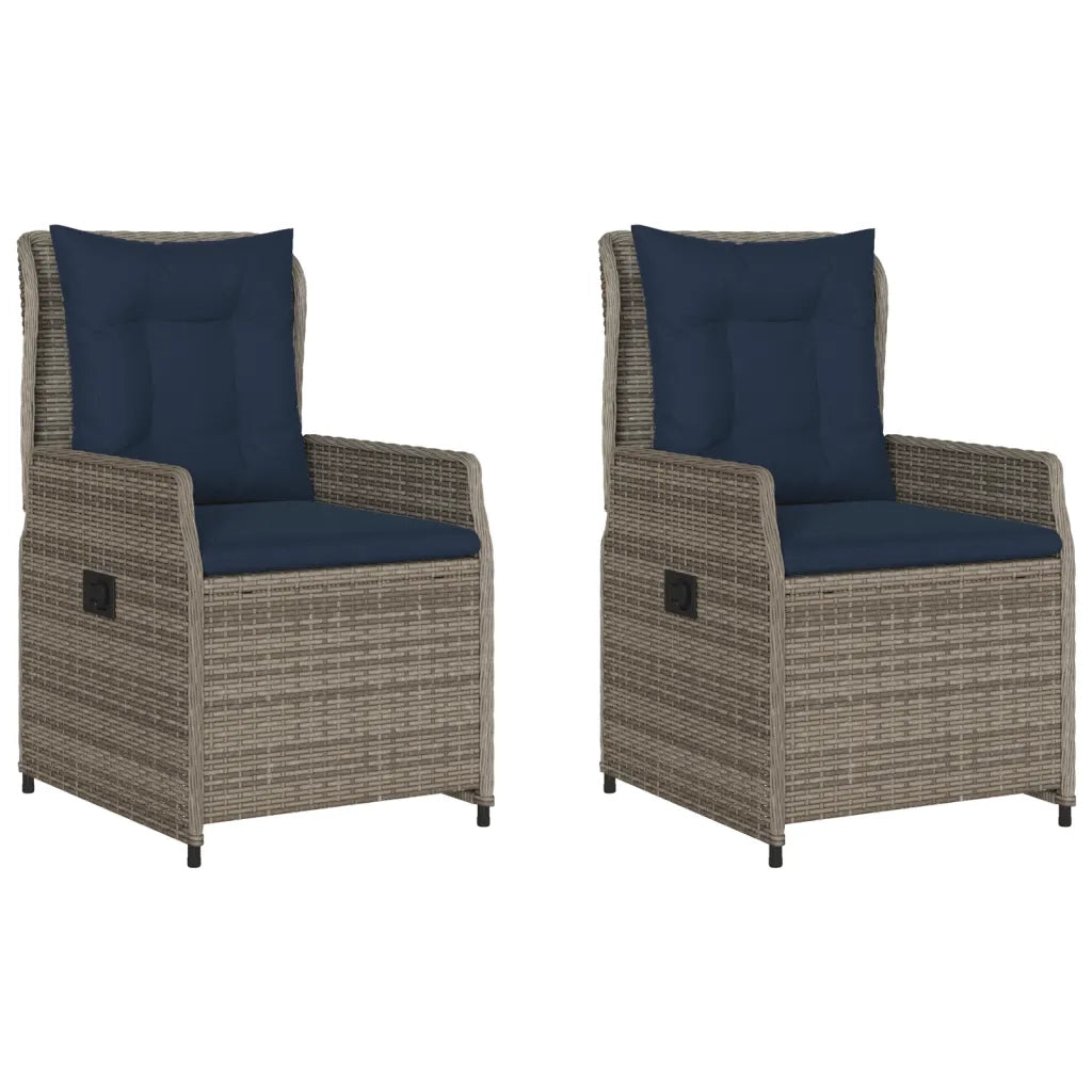 Sedie da giardino reclinabili 2 pz in Polyrattan Grigio 368659