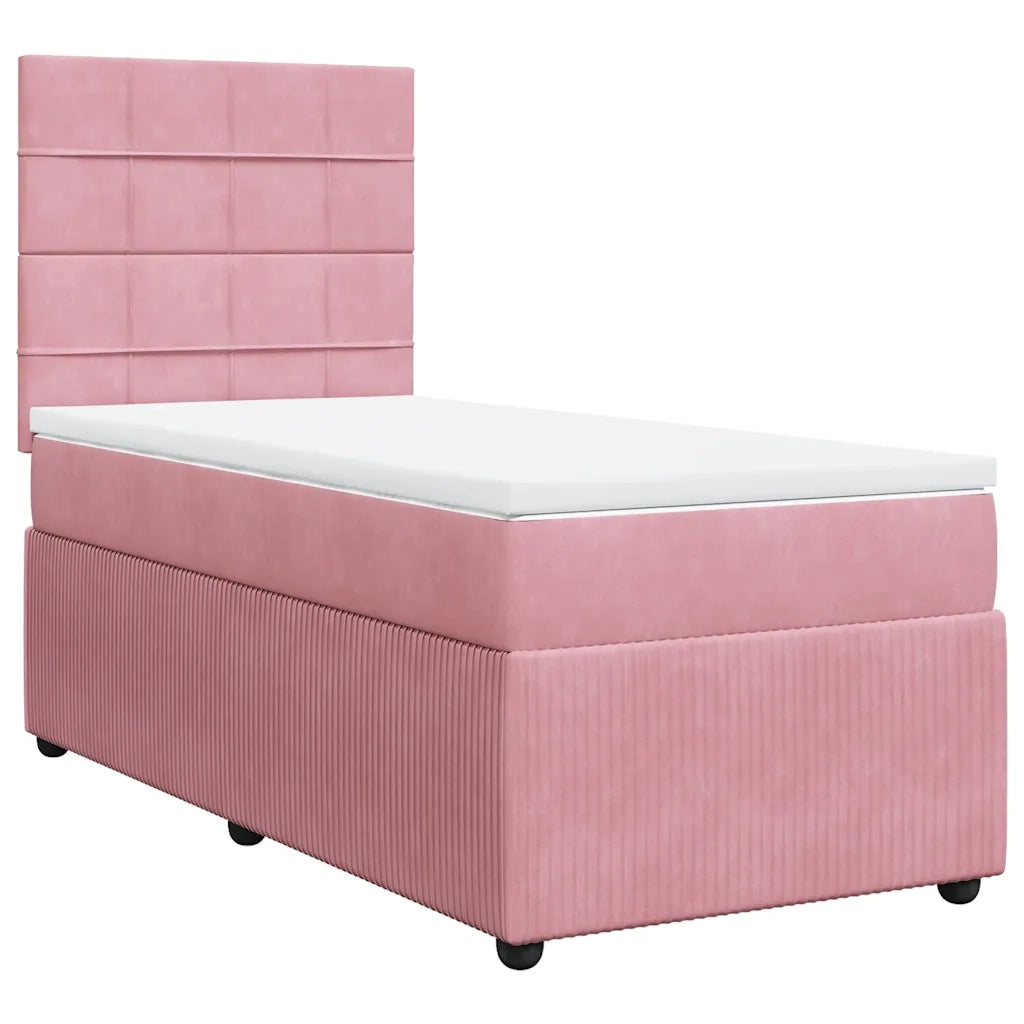 Giroletto a Molle con Materasso Rosa 90x190 cm in Velluto