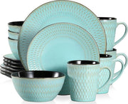 Servizio da Tavola Completo - 16 Pezzi - 4 Persone - Piatti - Zuppiera - Tazza - Verde - Servizio da Tavola Bohemiano - Porcellana