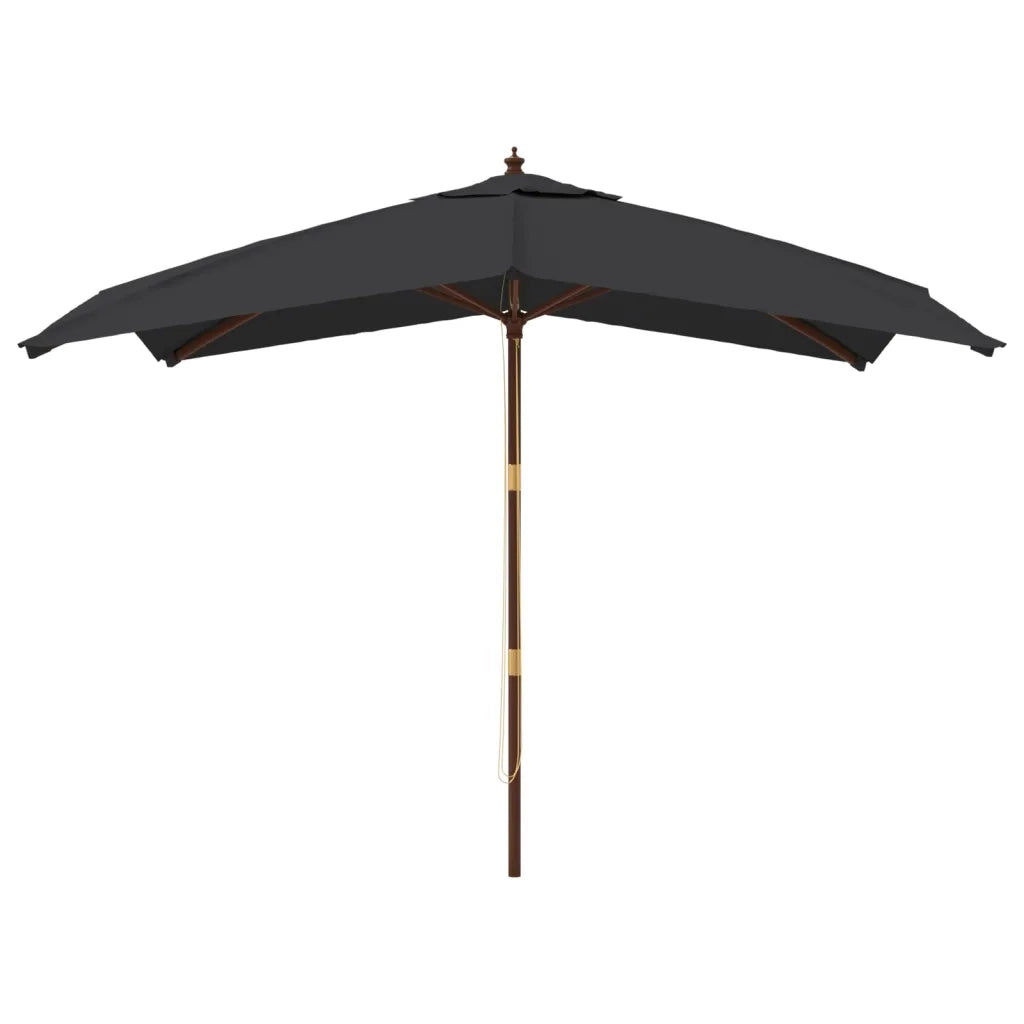 Ombrellone da Giardino-Ombrello da Balcone con Palo in Legno Nero 300x300x273 cm