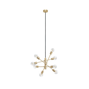 Lampadario Industrial Gradoli 1 8 Luci Acciaio Ottone Spazzolato