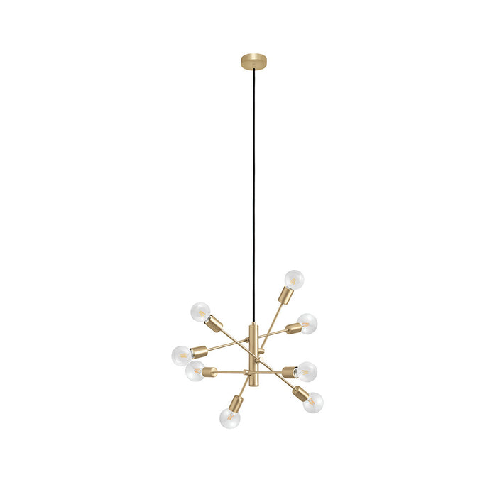 Lampadario Industrial Gradoli 1 8 Luci Acciaio Ottone Spazzolato
