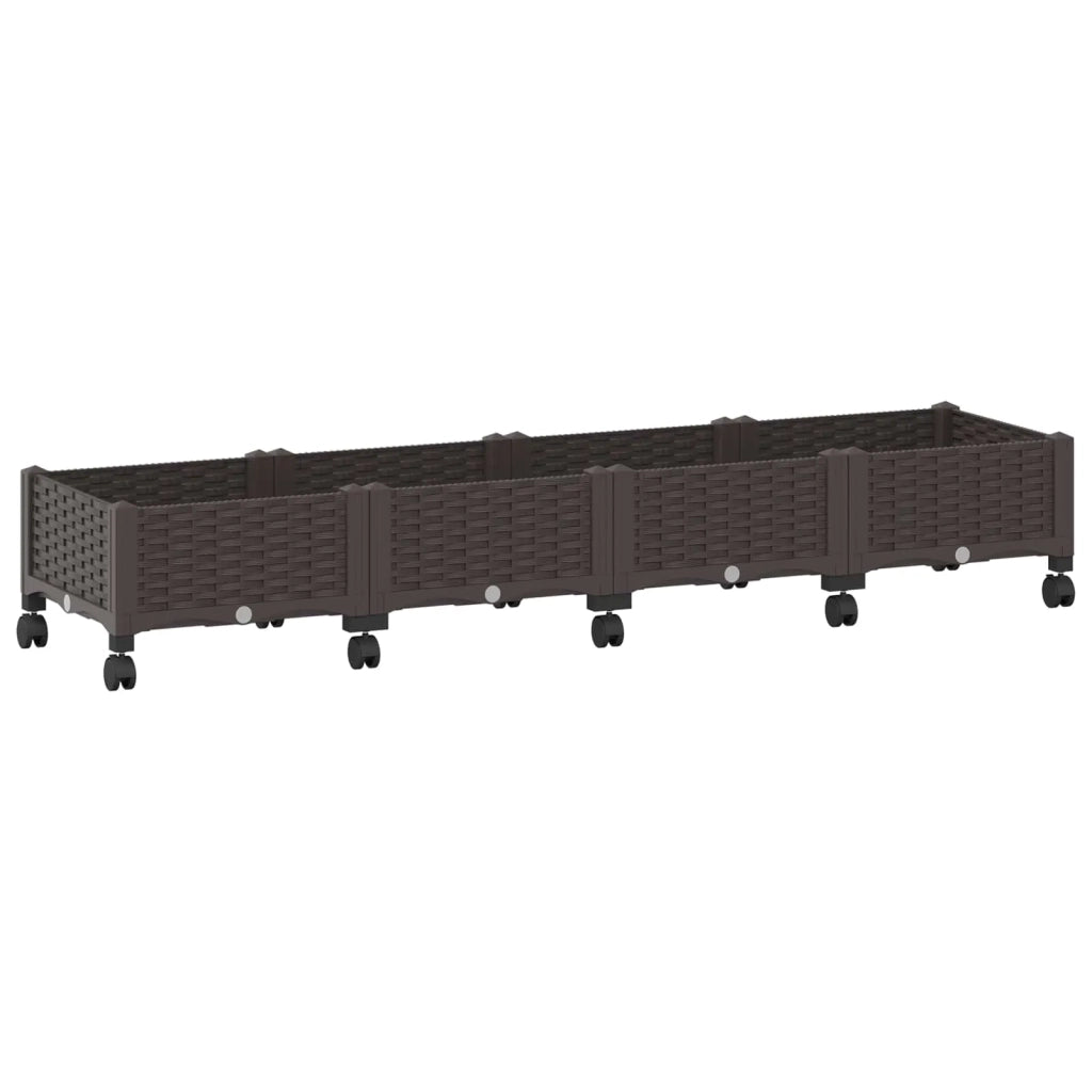 Vaso da Giardino con Ruote Marrone 160 x 40 x 29 cm PP 3423128