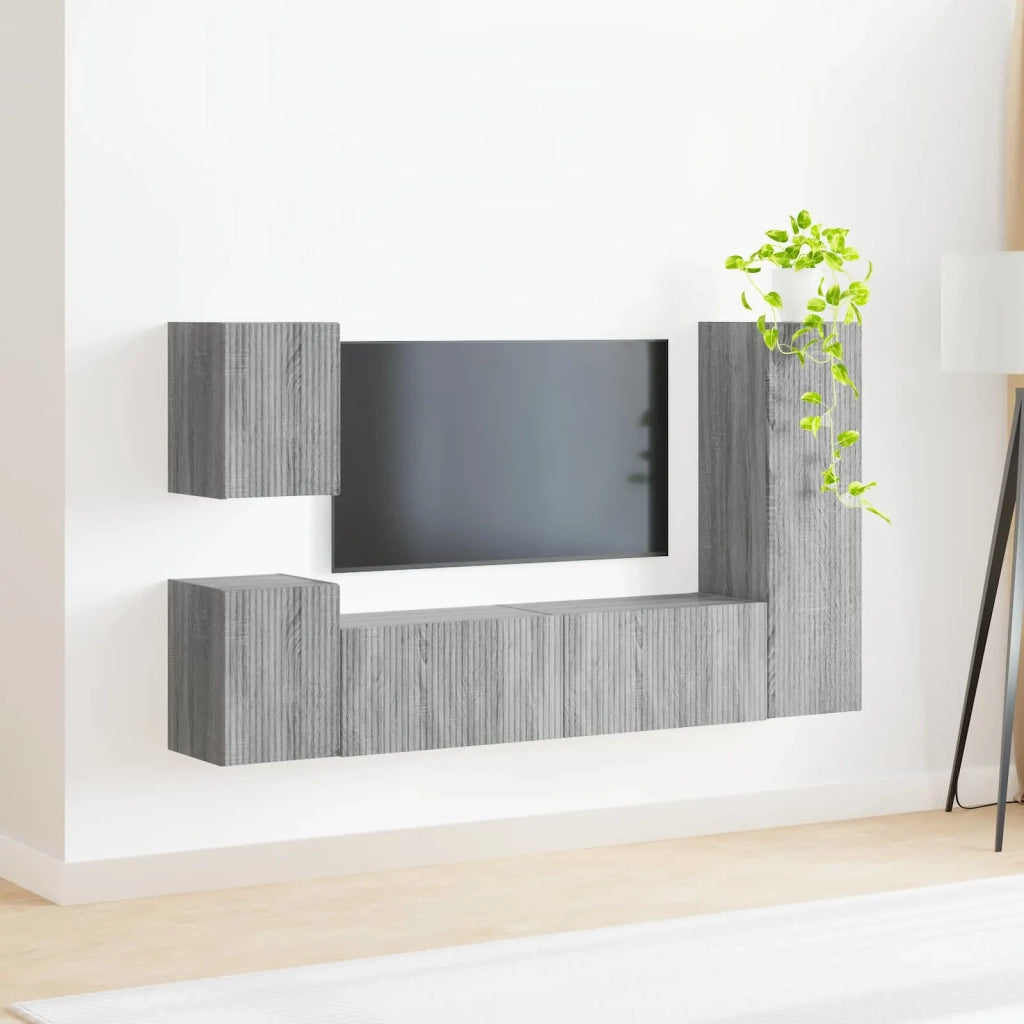 Set mobile TV 4 pcs Grigio Sonoma Legno multistrato 3409030