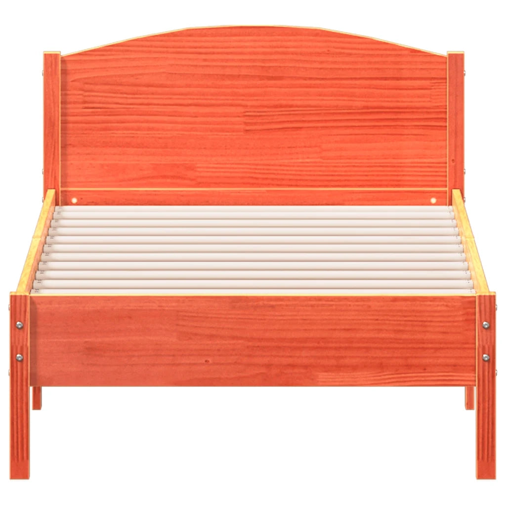 Letto senza Materasso Marrone Cera 75x190 cm in Legno di Pino 842629