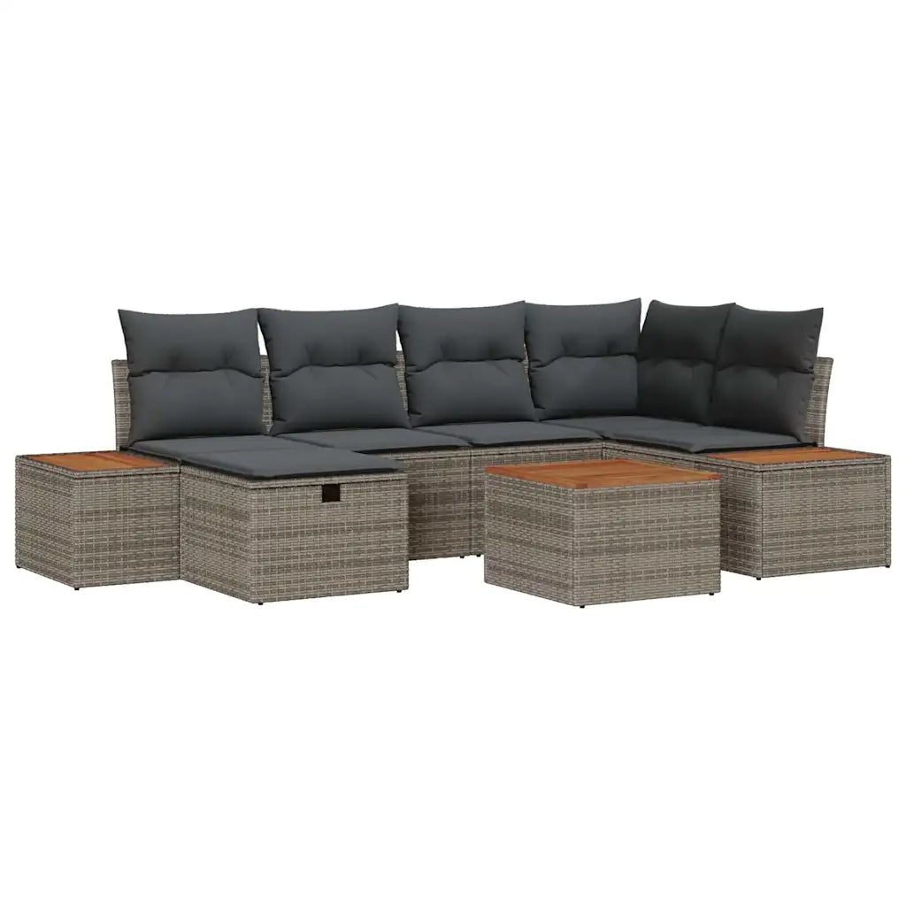 Set Divano da Giardino 7 pcs Grigio 55 x 62 x 69 cm Poly Rattan