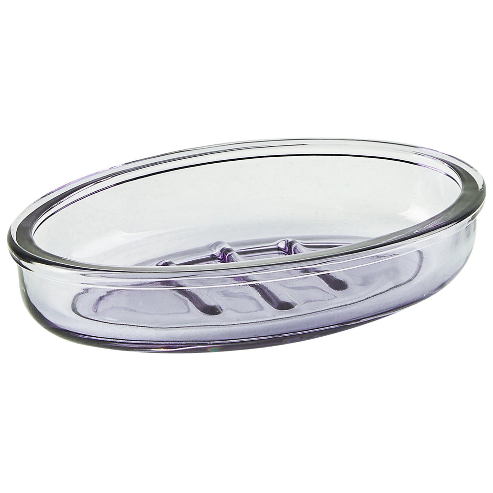 Set di accessori da bagno in 4 pezzi Dispenser di sapone in vetro viola Glam Portasapone Portaspazzolino Tazza