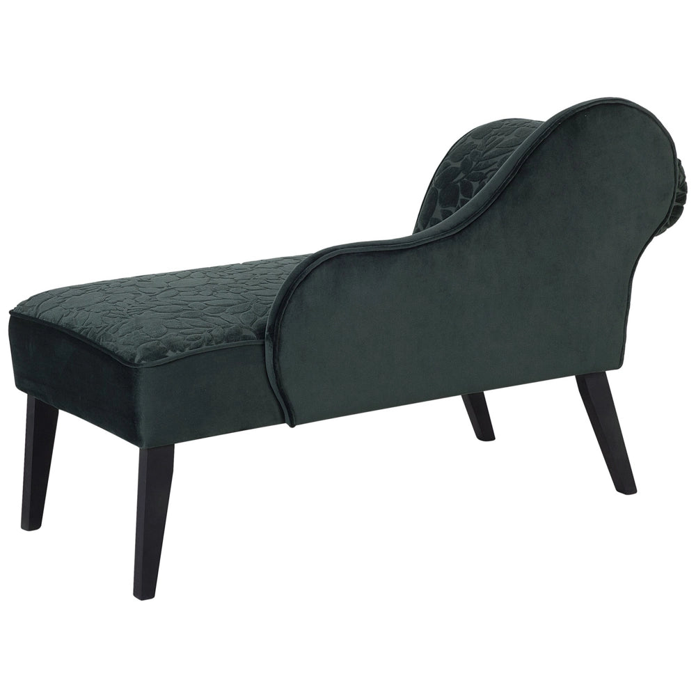 Chaise longue Verde Rivestimento in Velluto Gambe in Legno Scuro versione sinistra Retro