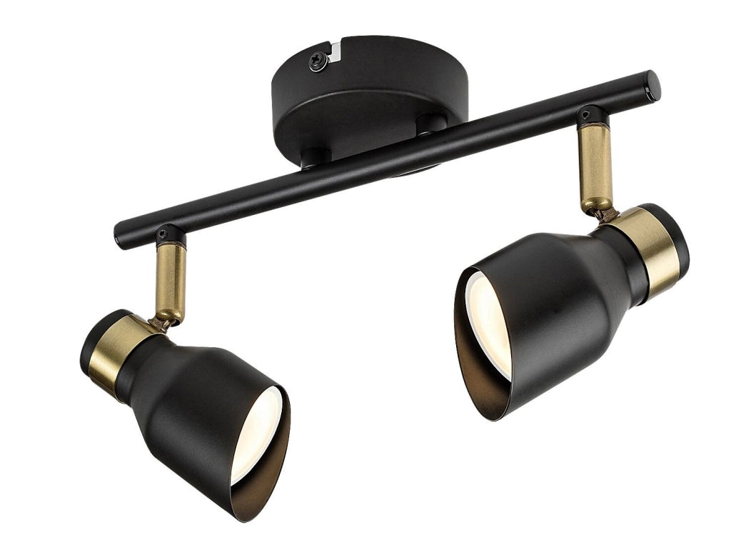 Plafoniera nera oro 2 faretti orientabili GU10 Lilou Rabalux