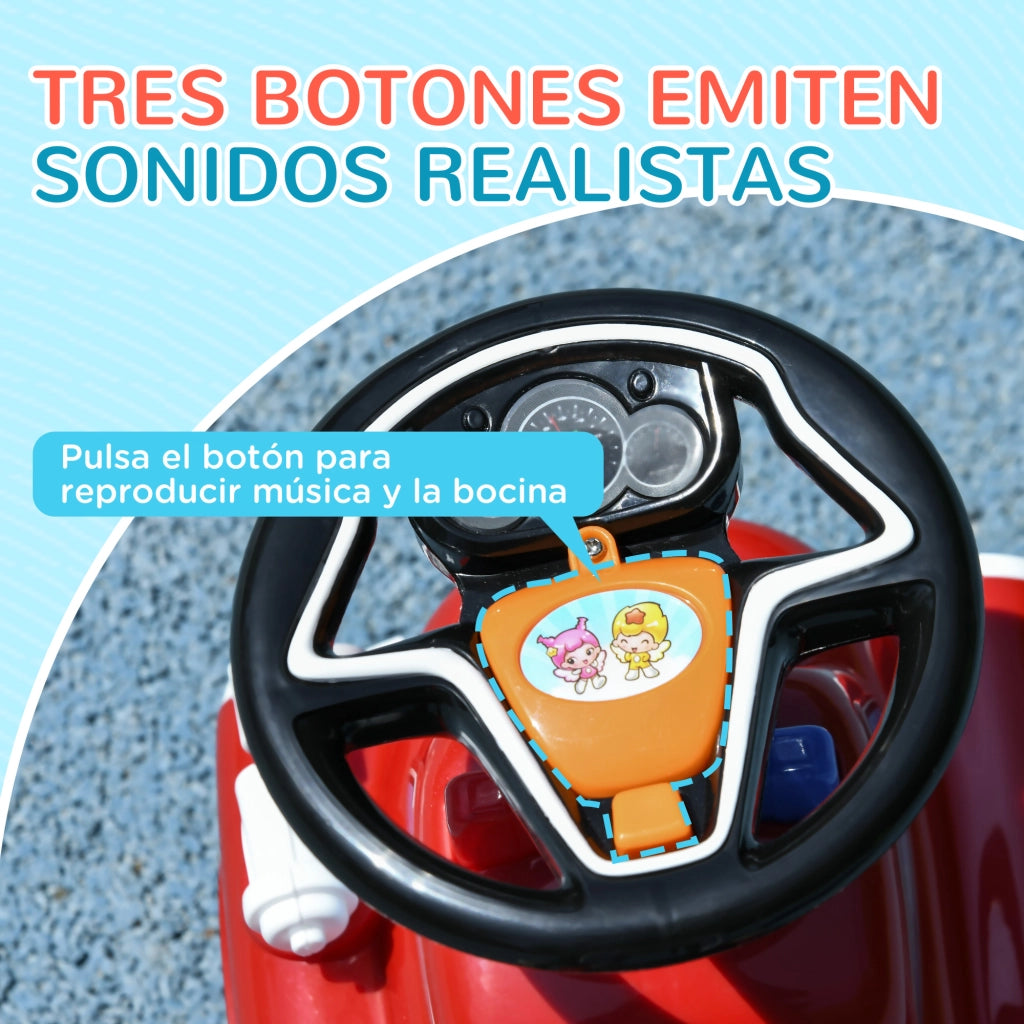 Coche Correpasillos Bambini con Luci e Musica ¨C Zephmum ¨C Rosso 49x24x42 cm