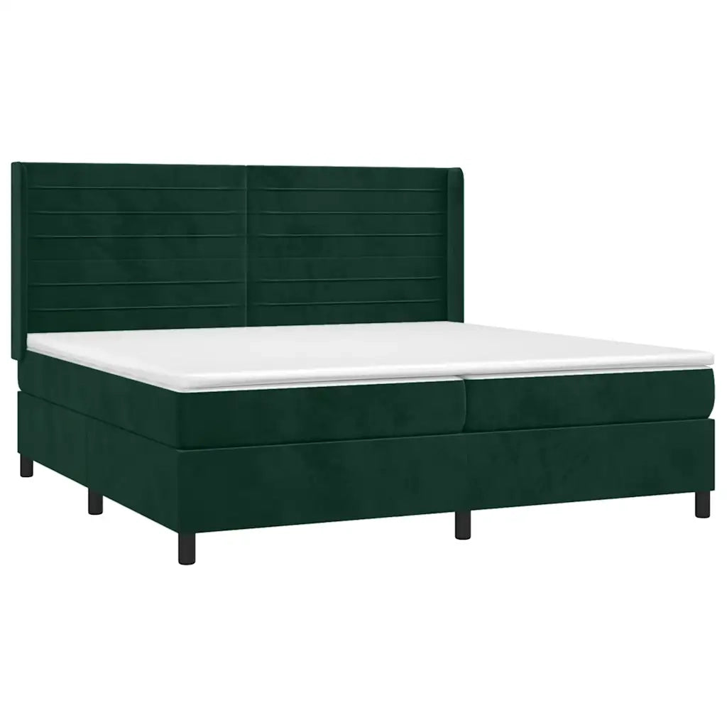 Giroletto a Molle con Materasso Verde Scuro 200x200 cm Velluto 3132762