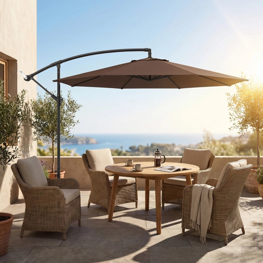 Parasole da Giardino ?295 cm Inclinabile ¨C zephmum ¨C Marrone, Acciaio