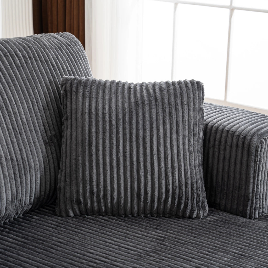 Divano angolare convertibile a U Modulare con cuscini e funzione letto in tessuto a coste Grigio