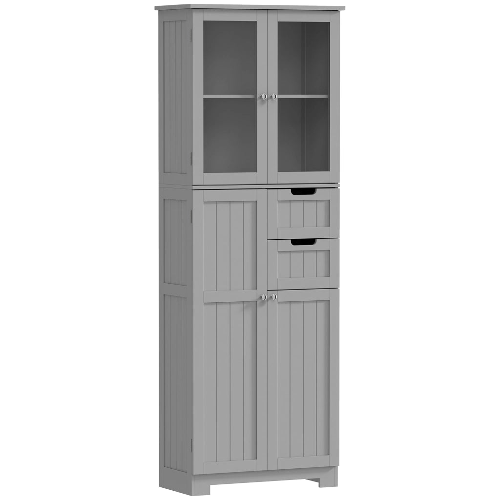 Meuble de Salle de Bain Haut Meuble de Rangement 60x30x170cm Gris