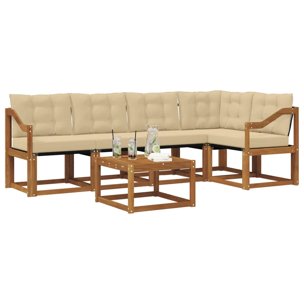 Set di divani da esterno con cuscino 6 pcs Naturale e Beige